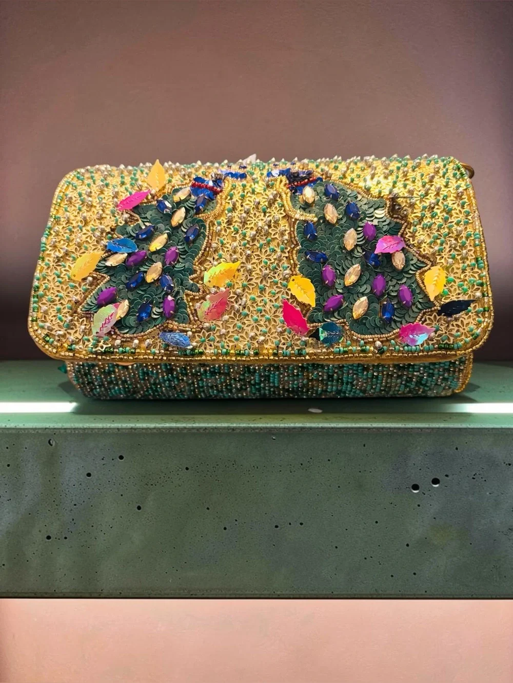 Sassy Jones Flamboyant Farah Beaded Peacock Clutch